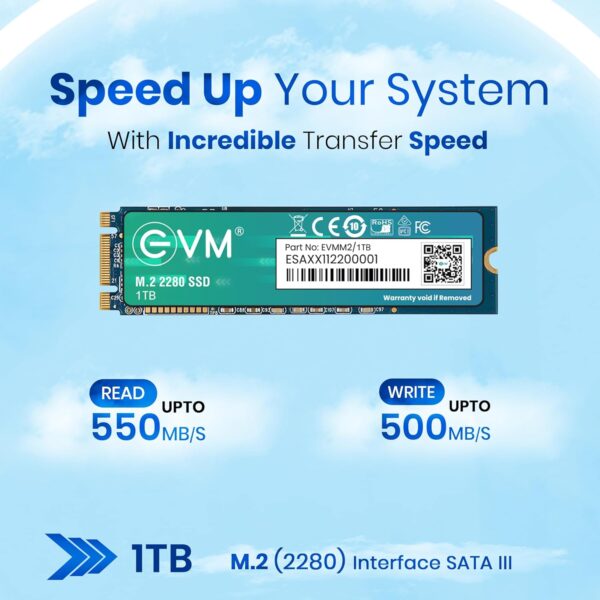 EVM 1TB M.2 (2280) SATA Internal SSD - 550MB/s Read & 500MB/s Write - 5-Year Warranty (EVMM2/1TB) - Image 2