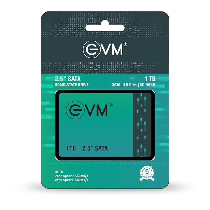 EVM 1TB 2.5-Inch SATA Internal SSD – 550MB/s Read & 500MB/s Write – 5-Year Warranty (EVM25/1TB)