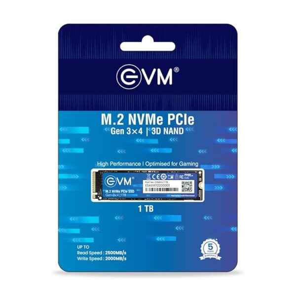 EVM 1TB Gen 3 NVMe (2280) Internal SSD - 2500MB/s Read - PCIe Gen 3x4-5-Year Warranty (EVMNV/1TB)
